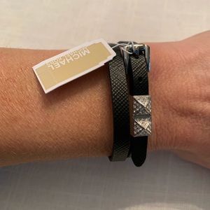 NWT Michael Kors Black Leather Wrap Bracelet